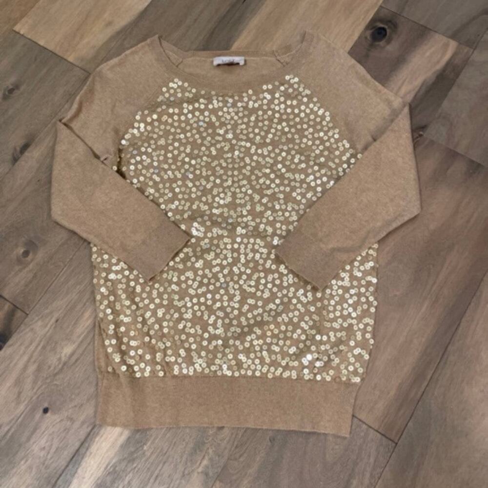 LOFT Lightweight Sequin Sweater Size XS Cotton